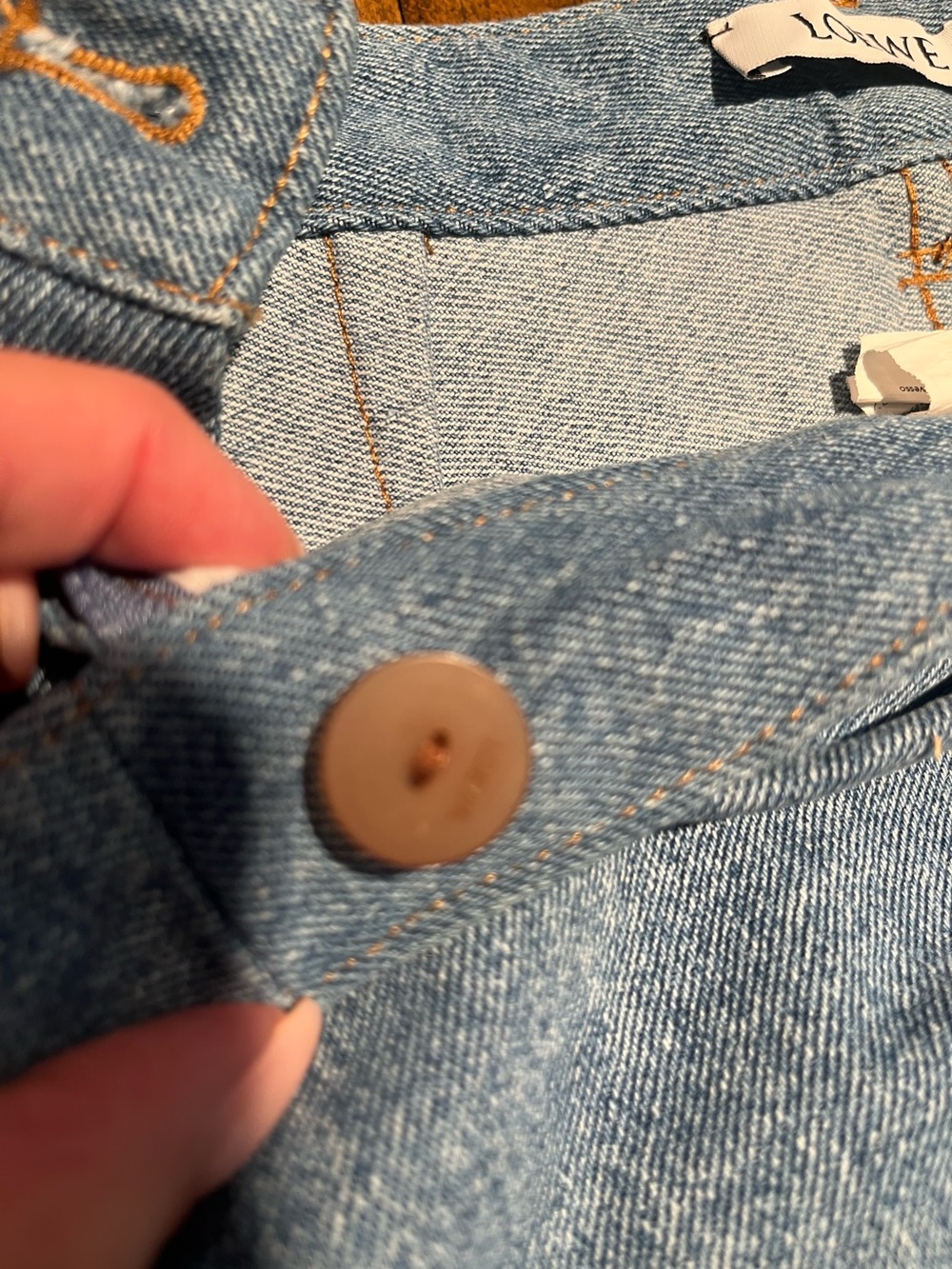 Loewe Blue Denim skirt with Brown Leather Logo Patch - Picture 7 of 11